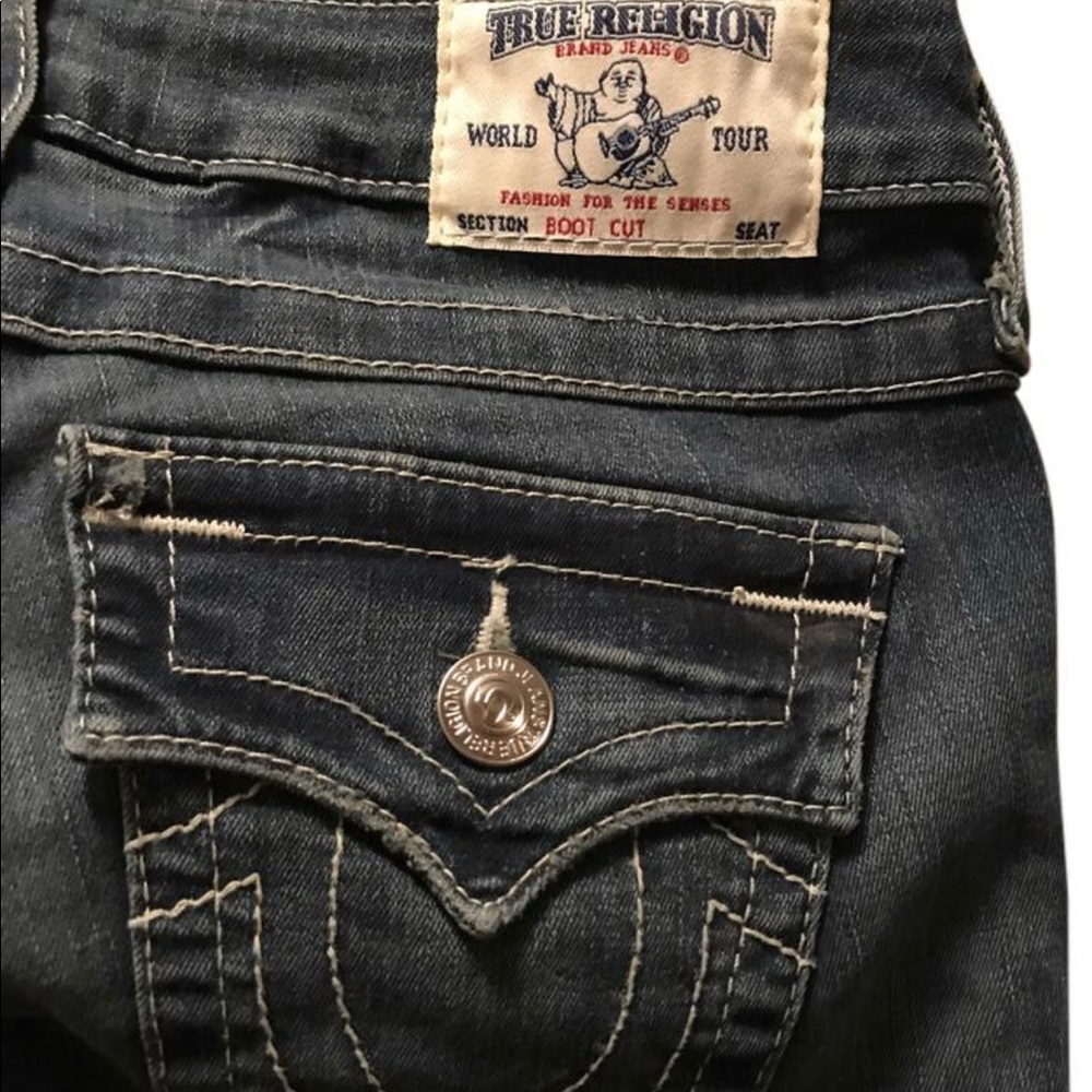 True Religion Dark Rinse Boot Cut Jeans